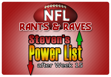 Steven’s NFL Power List after Week 15